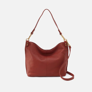 HOBO - Pier Shoulder Bag - RUST IN POLISHED LEATHER