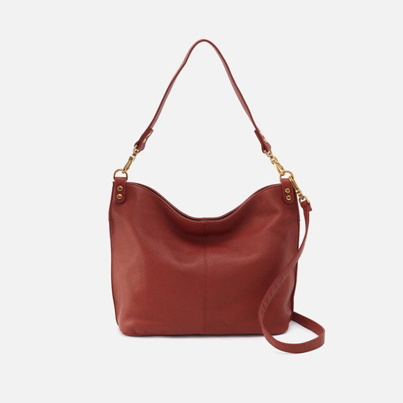 HOBO - Pier Shoulder Bag - RUST IN POLISHED LEATHER