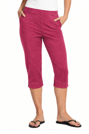 JESS & JANE Cotton Spandex Slim Capri Pants w/ Pockets - M158 - ORCHID