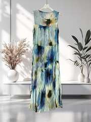 Vanite Couture Abstract Crinkle Fabric Dress - 91523 - BLUE