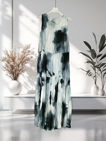 Vanite Couture Abstract Crinkle Fabric Dress - 91523 - GREY