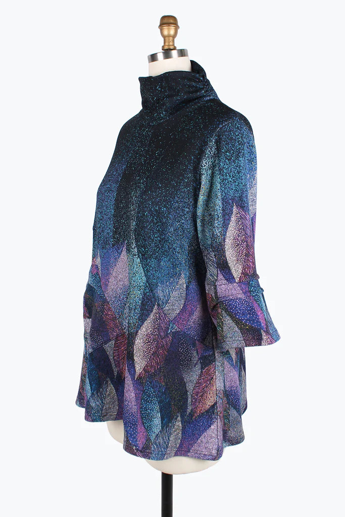 DAMEE Autumn Leaves Turtleneck Tunic- 9214-PURPLE