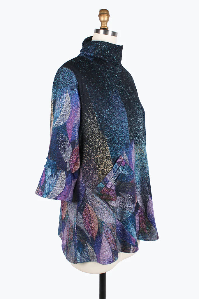 DAMEE Autumn Leaves Turtleneck Tunic- 9214-PURPLE