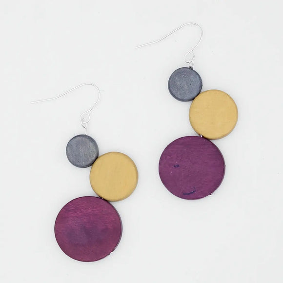 SYLCA Purple and Mustard Beckett Bubble Earrings