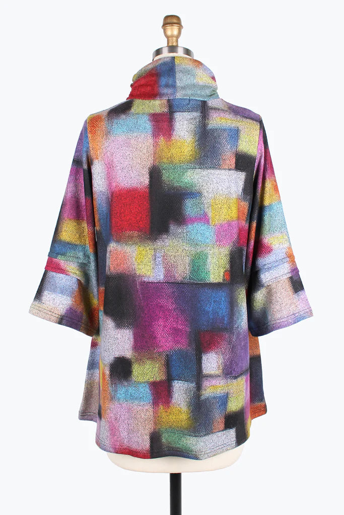 DAMEE SMUDGED COLORBLOCK TURTLENECK TUNIC - 9215-MLT