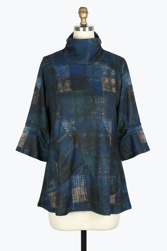 DAMEE MULTI PLAID TUNIC - 9217 - BLU