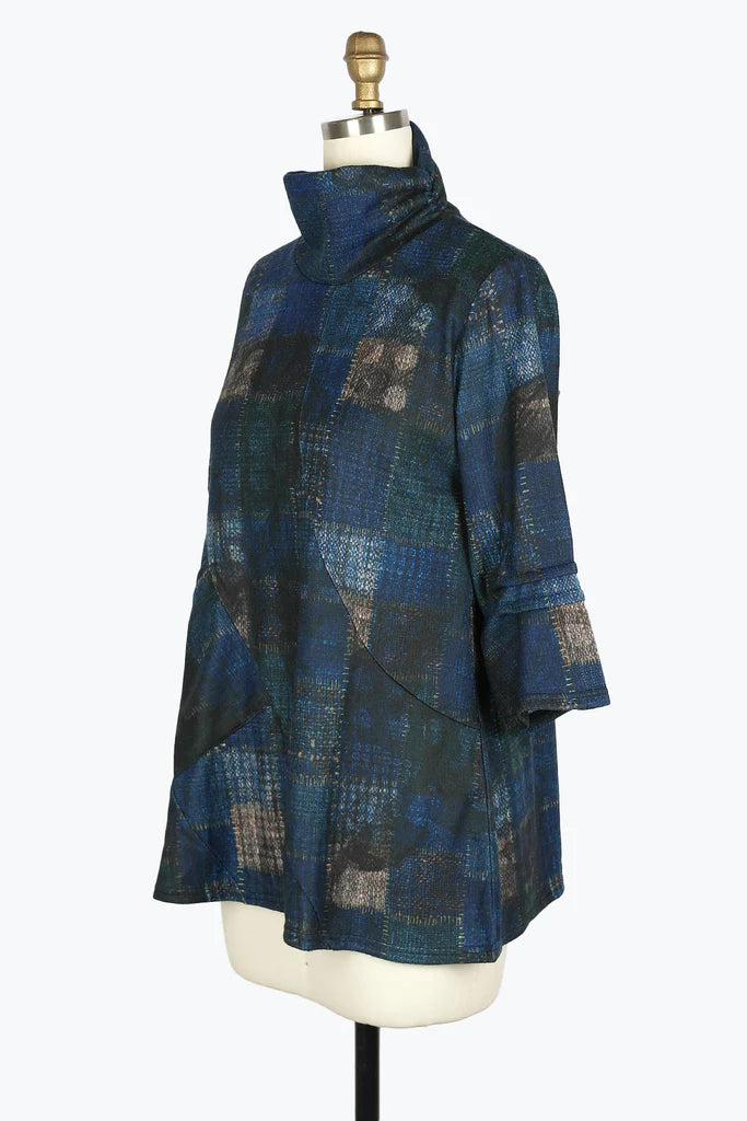 DAMEE MULTI PLAID TUNIC - 9217 - BLU