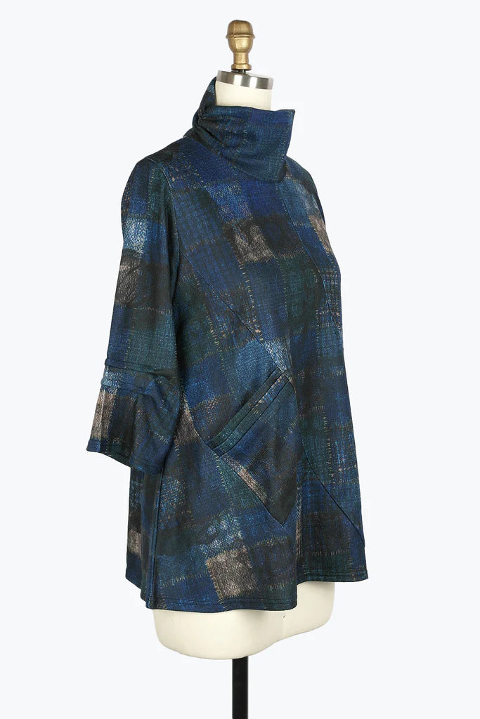 DAMEE MULTI PLAID TUNIC - 9217 - BLU