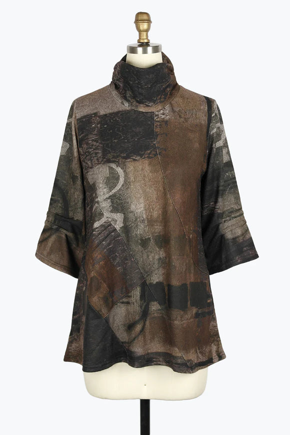 DAMEE RUSTY OIL PAINTING TUNIC - 9219 - BRN