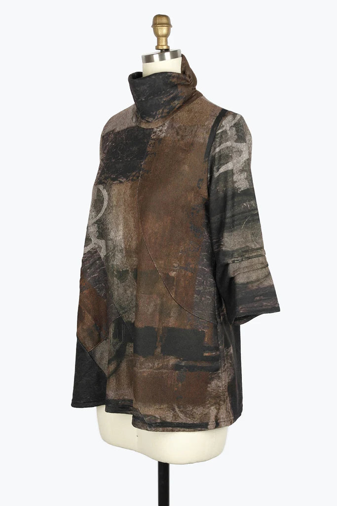 DAMEE RUSTY OIL PAINTING TUNIC - 9219 - BRN
