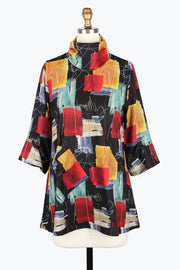 DAMEE BRUSHSTROKE ART TURTLENECK TUNIC - 9233-MLT