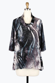 DAMEE WAVY BURNOUT JERSEY TUNIC - 9234-NVY