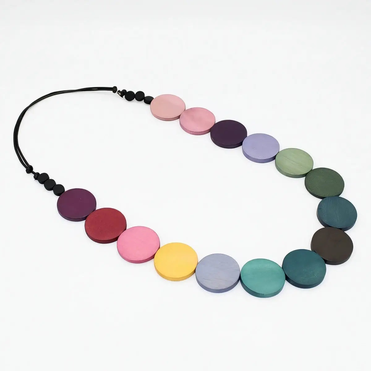 SYLCA Wood Dark Multi Bead Statement Necklace - SD24N23 - DARK MULTI