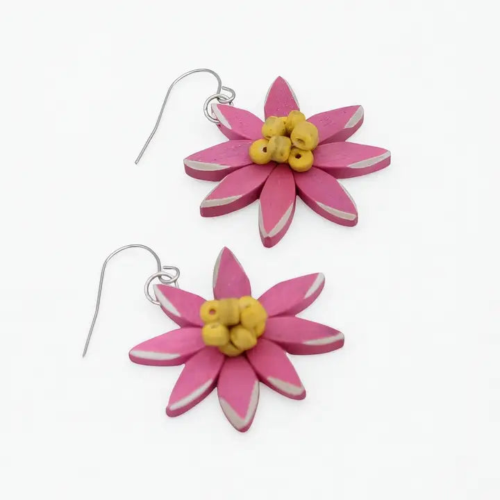 SYLCA Pink and Yellow Amaya Flower Earrings - P23E02 - PINK/YELLOW