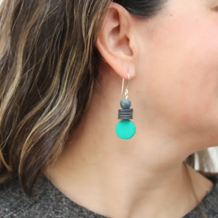 SYLCA Teal and Black Dusk Earrings - SD25E27 - TEAL