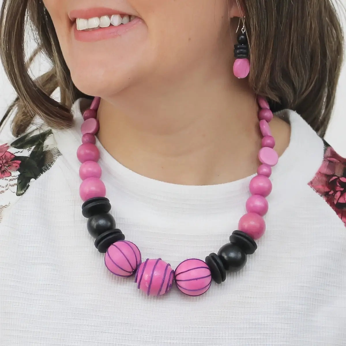 SYLCA Pink Pulse Statement Necklace - SD26N15 - PINK