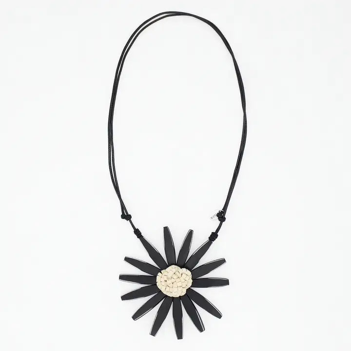 SYLCA Black Amaya Flower Statement Necklace - BP23N13 - BLACK