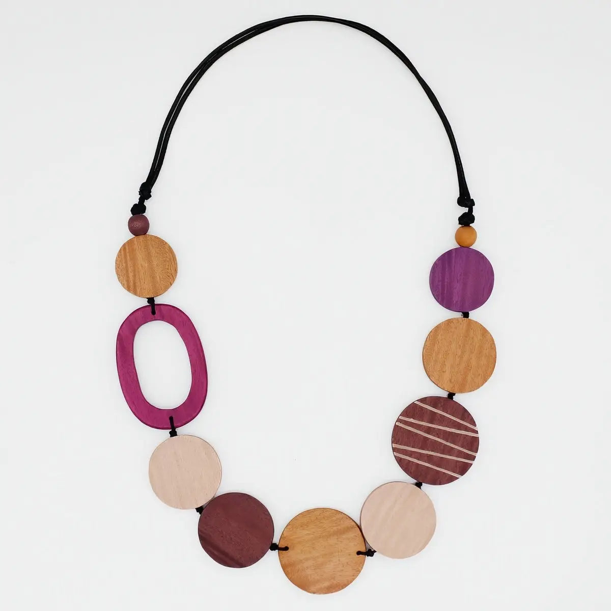 SYLCA Parker Spice Round Bead Wood Necklace
