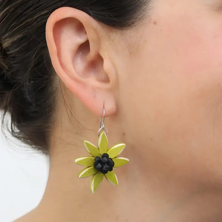 SYLCA Chartreuse Amaya Flower Earrings - P23E02 - CHARTREUSE