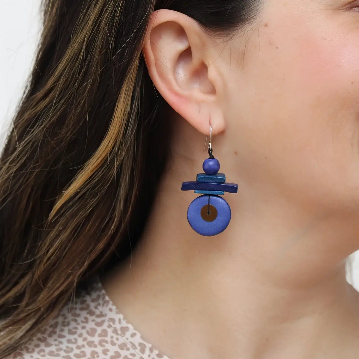 SYLCA  Assuta Navy Drop Earrings