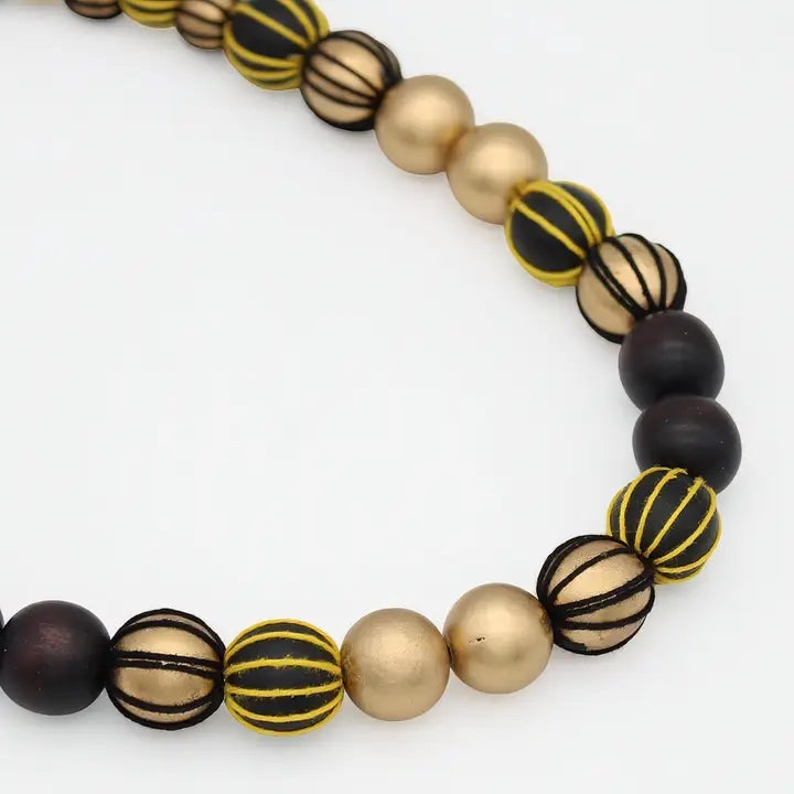 SYLCA Threaded Art Deco Necklace - SD26N34 - BROWN/GOLD