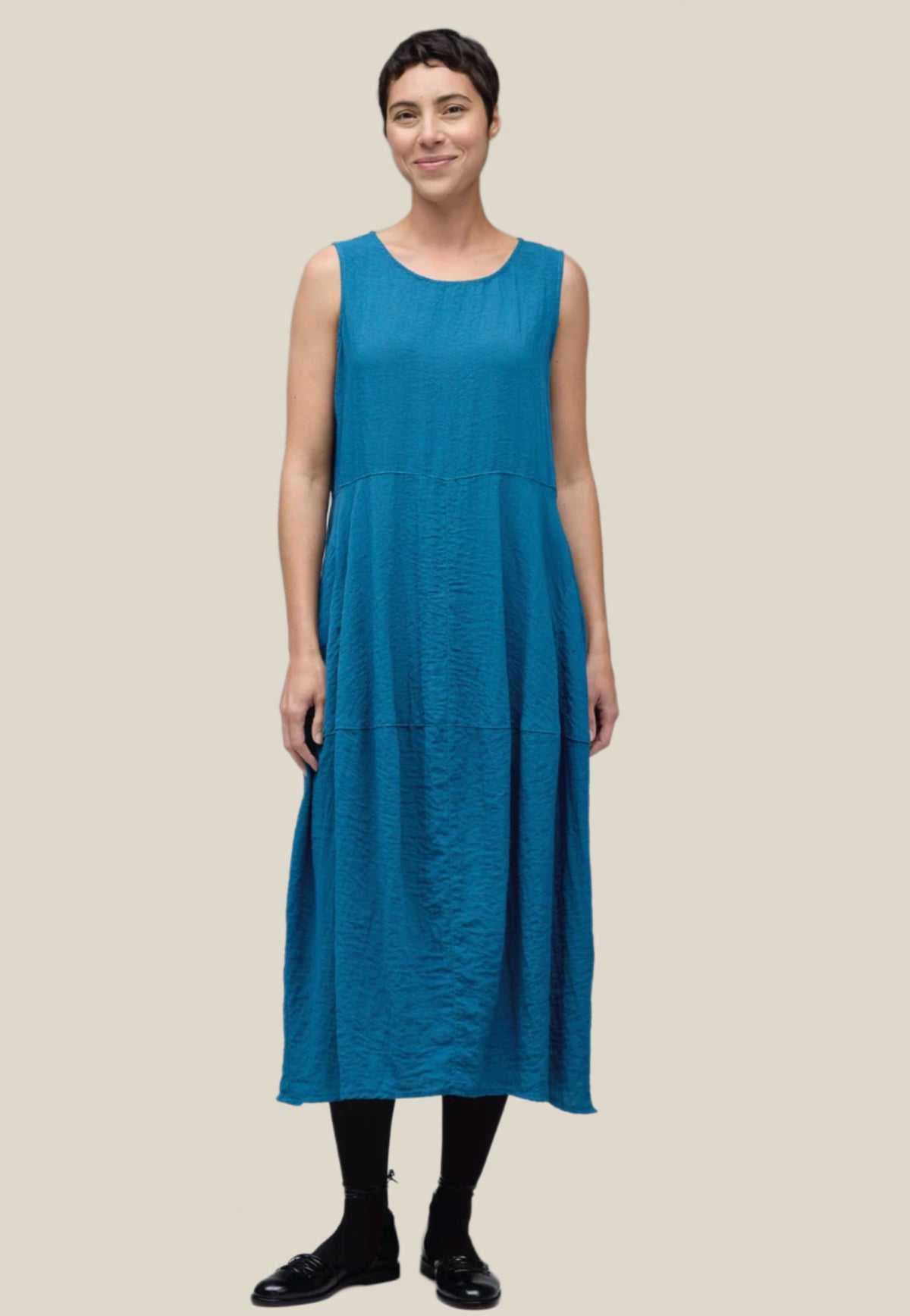 CUT LOOSE Textured Rayon Seamed Bubble Dress - 6380317