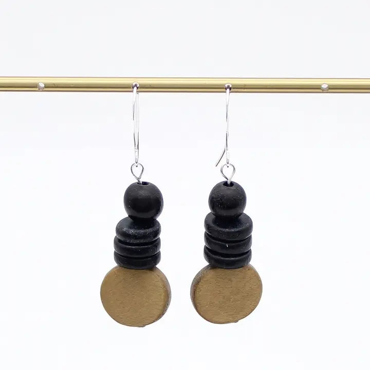 SYLCA Brown and Black Dusk Earrings - SD25E27 - BROWN