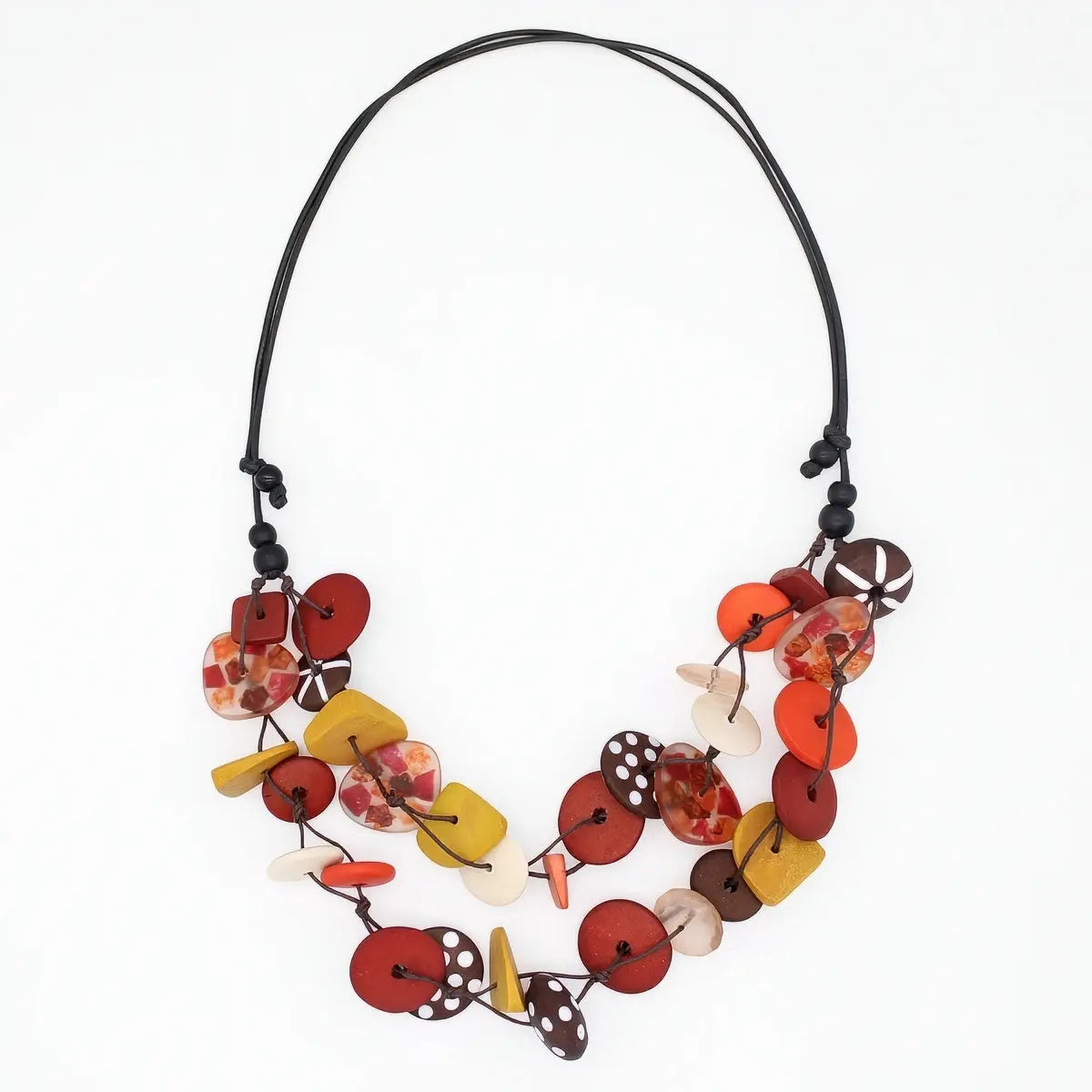 SYLCA Brown Colorburst Confetti Layers Necklace - LS26N07 - BROWN