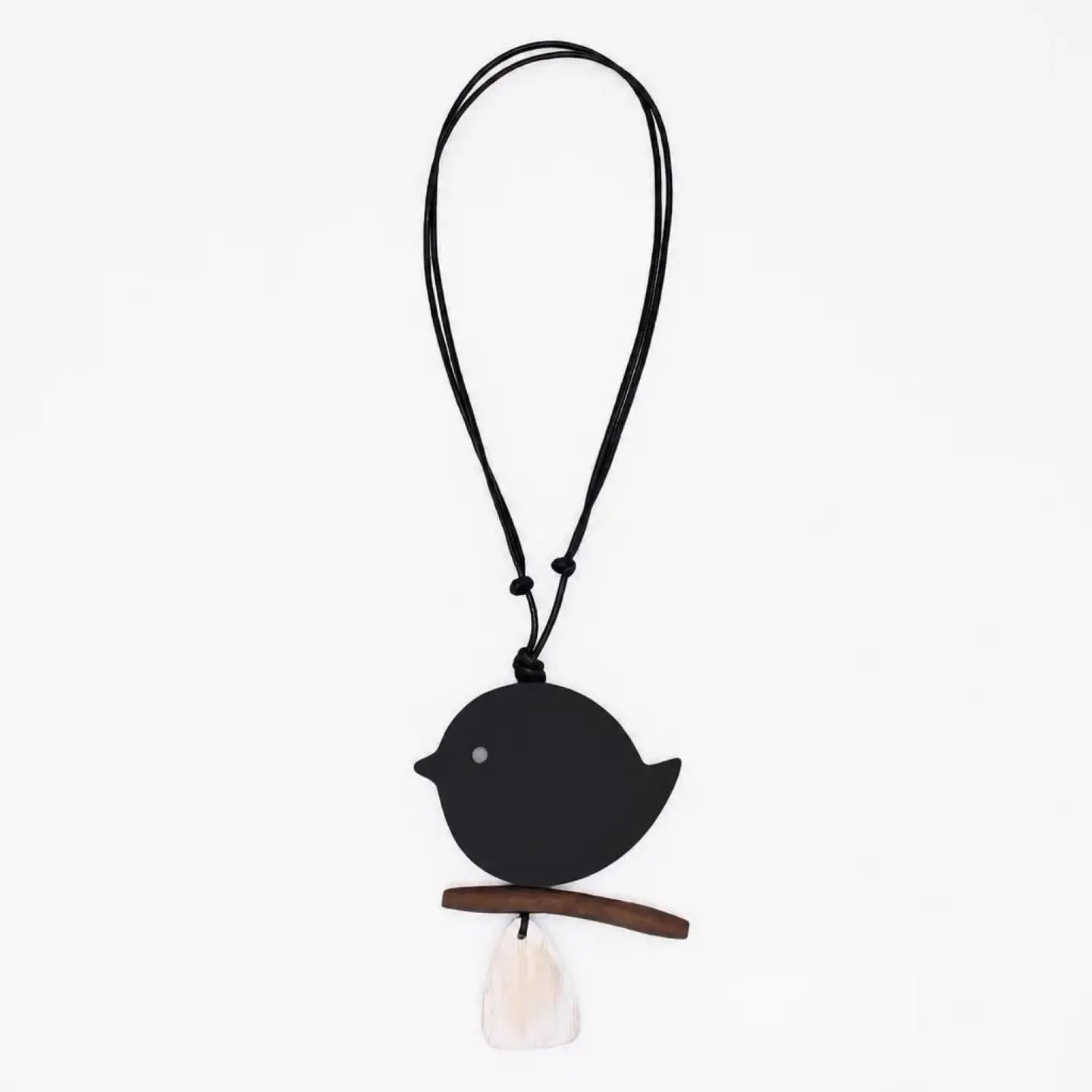 SYLCA White Robin On A Branch Necklace - DW22N05 - BLACK