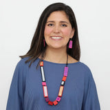 SYLCA Pink Sloan Rectangles Statement Necklace