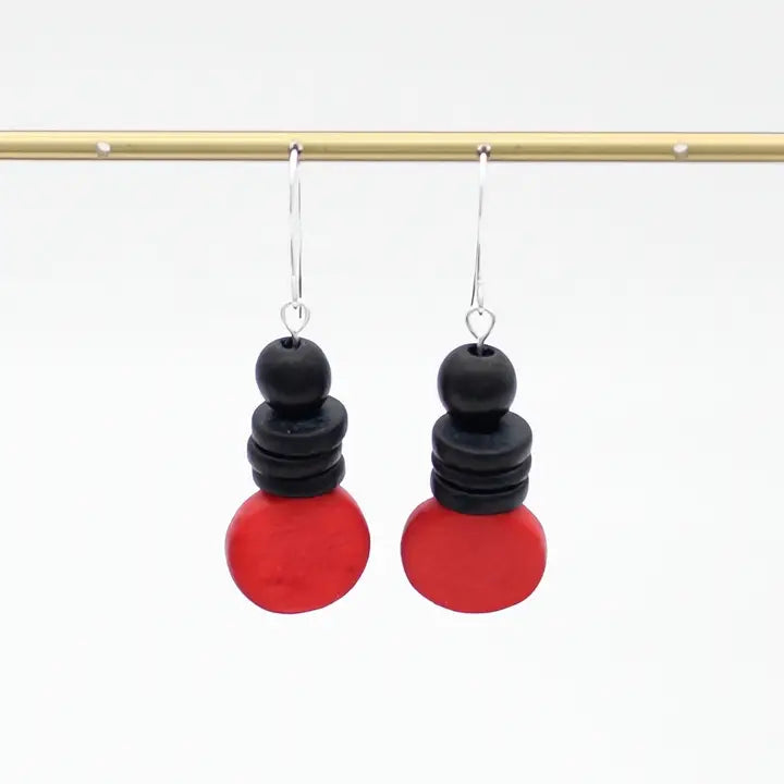 SYLCA Red and Black Dusk Earrings - SD25E27 - RED