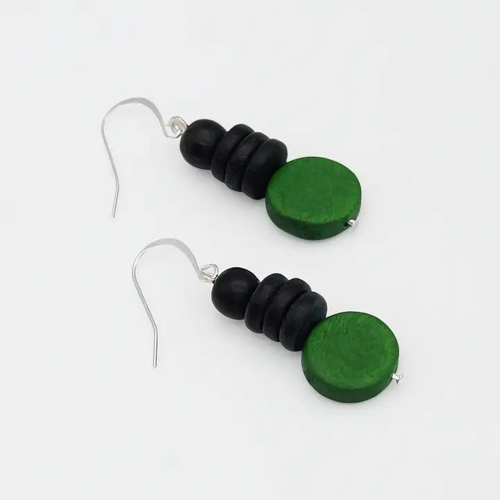 SYLCA Green and Black Dusk Earrings - SD25E27 - GREEN