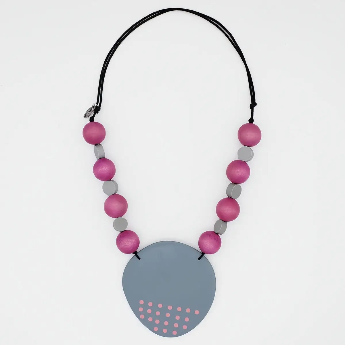 SYLCA Grey and Pink Polka Dot Elle Pendant