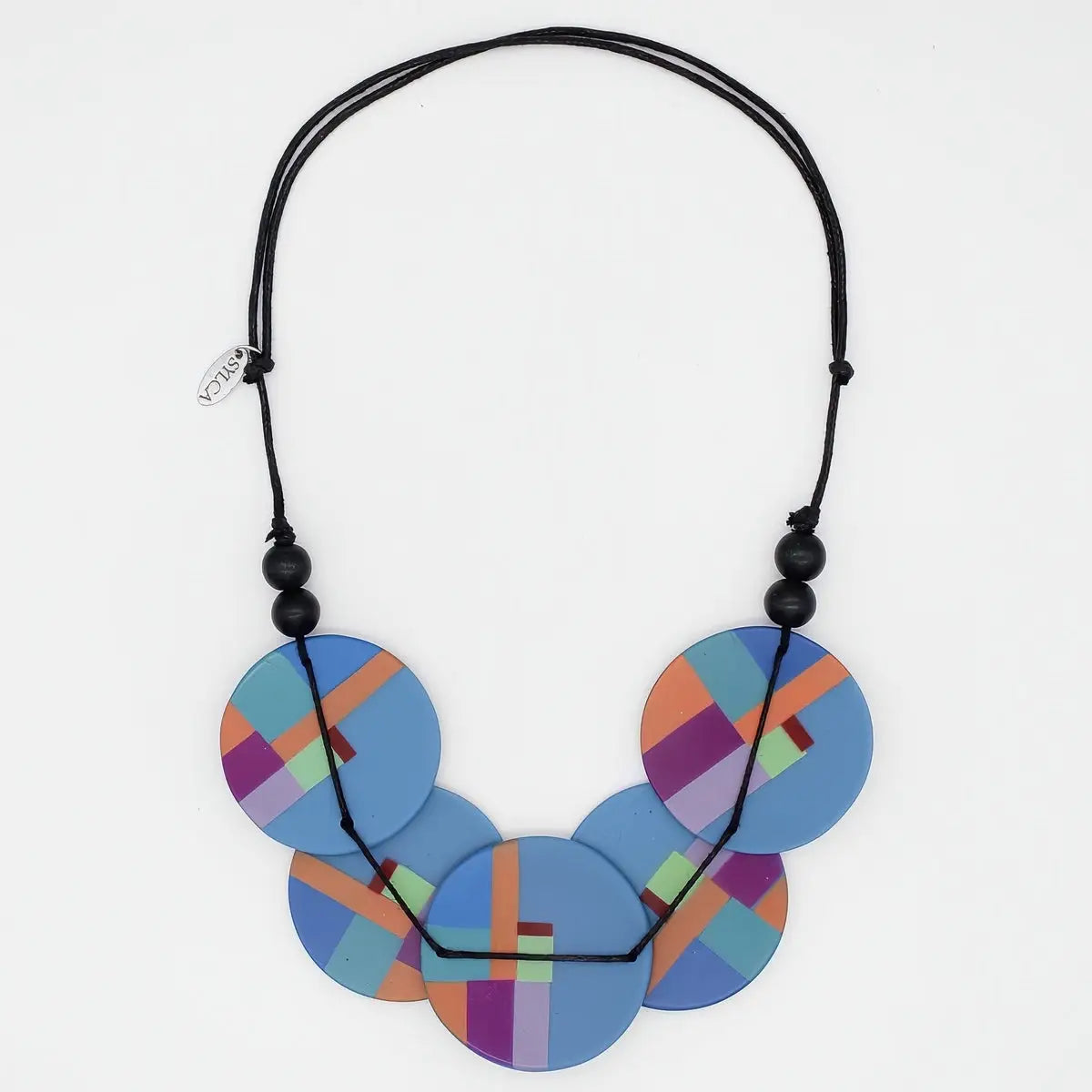 SYLCA Blue Geometric Design Statement Necklace