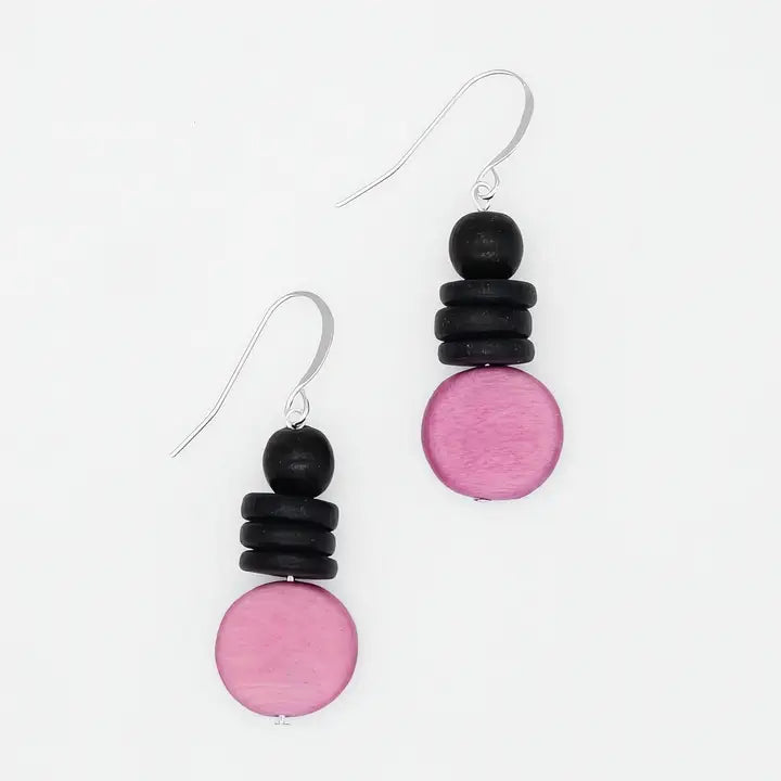 SYLCA Pink and Black Dusk Earrings - SD25E27 - PINK