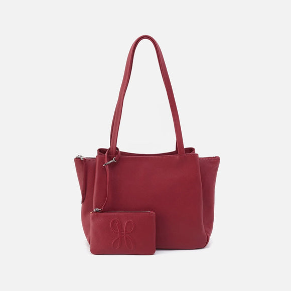 HOBO - Essential Medium Tote - CRANBERRY IN SOFT SAFFIANO LEATHER