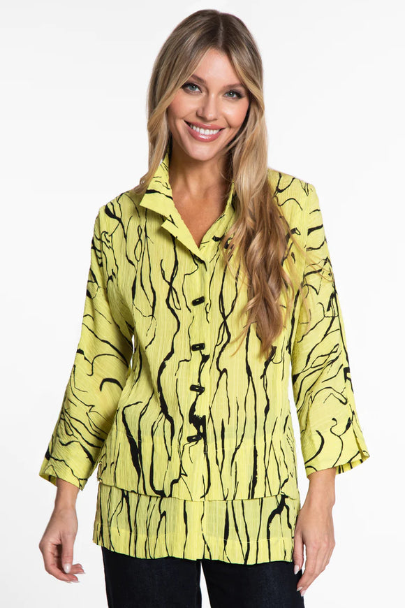 Ali Miles Textured Wire Collar Tunic - A14604BM - LIME