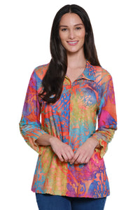 Ali Miles Burnout Knit Zip Front Jacket - A15203JM - ABSFLR