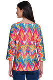 Ali Miles Textured Knit Eyelet Pop-Over Tunic - A15220TM - ABSTRACT MULTI