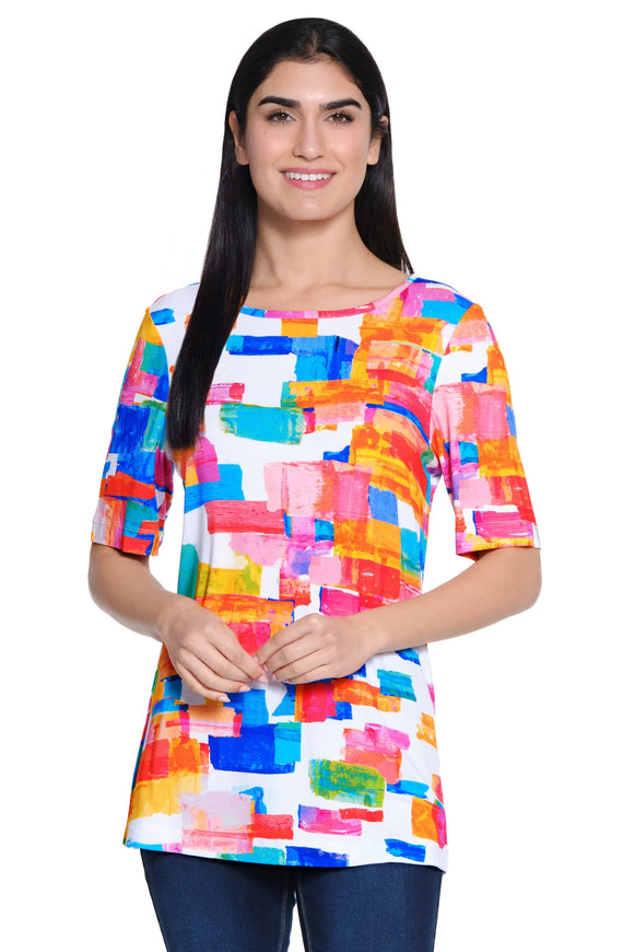 Ali Miles Knit Pop-Over Blouse - A15319TM - SQUMLT