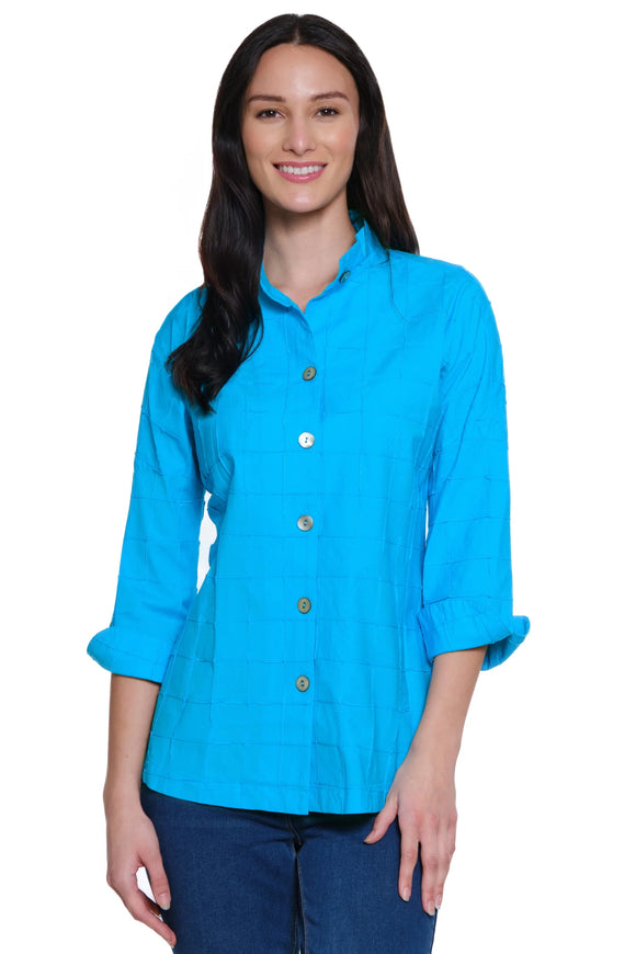 Ali Miles Woven Textured Button Front Tunic - A15321BM - TIFBLU