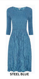 Alquema 3/4 Sleeve Smash Pocket  Dress - STEEL BLUE