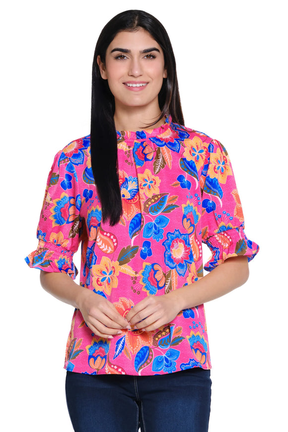 Ali Miles Woven Pop-Over Tunic - A25413TM - COLFLR