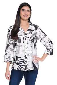 Ali Miles Woven Button Front Tunic - A25417BM - BLWHPR