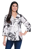 Ali Miles Woven Button Front Tunic - A25417BM - BLWHPR