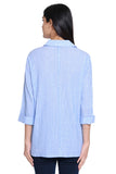 Ali Miles Woven Yarn Dye Button Front Tunic - A25420BM - WHTBLU
