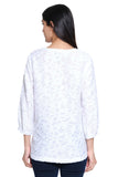 Ali Miles Woven Clipped Jacquard Pop-Over Tunic - A25422TM - WHITE