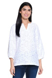 Ali Miles Woven Clipped Jacquard Pop-Over Tunic - A25422TM - WHITE