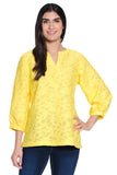 Ali Miles Woven Clipped Jacquard Pop-Over Tunic - A25422TM - YELLOW