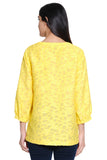 Ali Miles Woven Clipped Jacquard Pop-Over Tunic - A25422TM - YELLOW